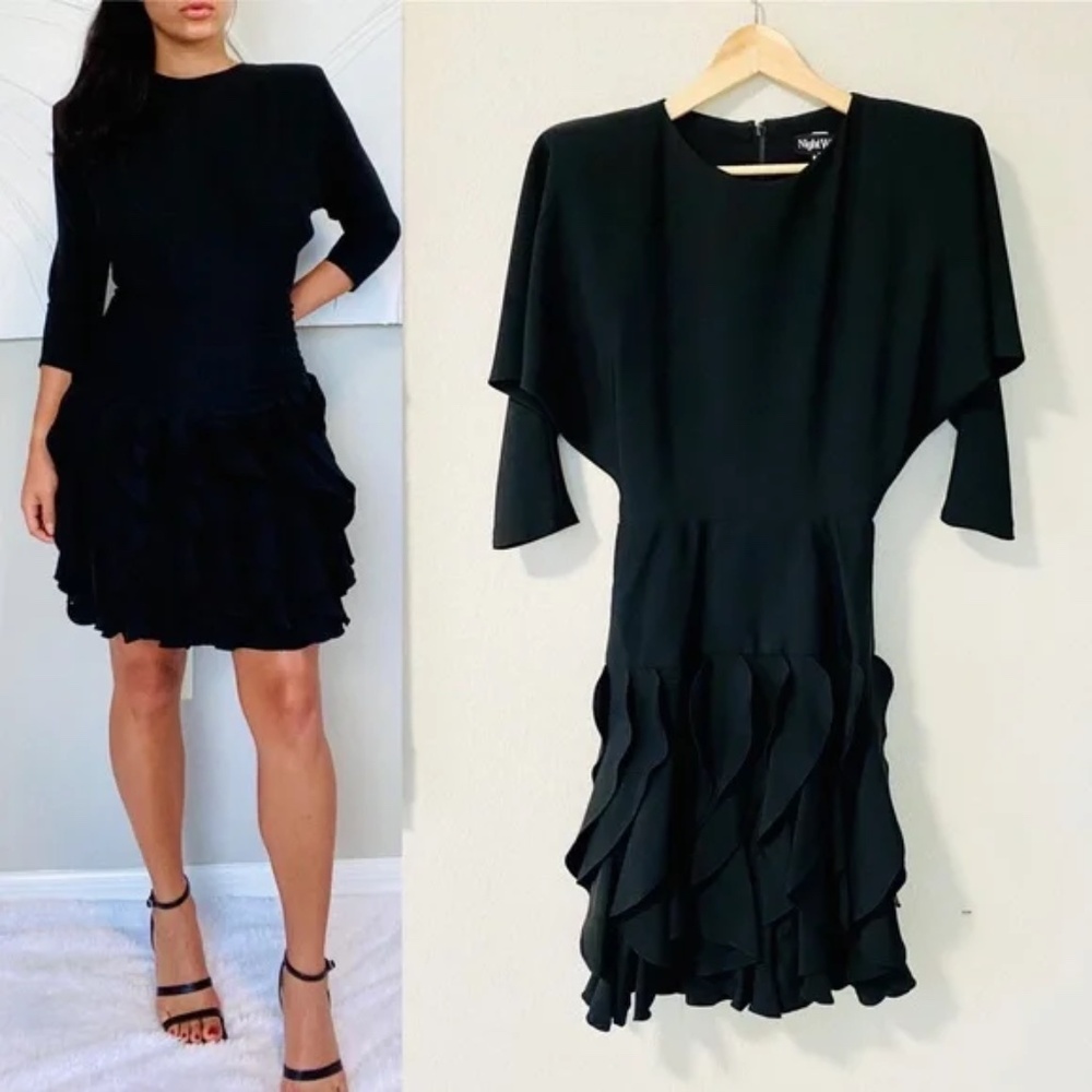 Night Way Black Ruffle Dress - Picture 3 of 9